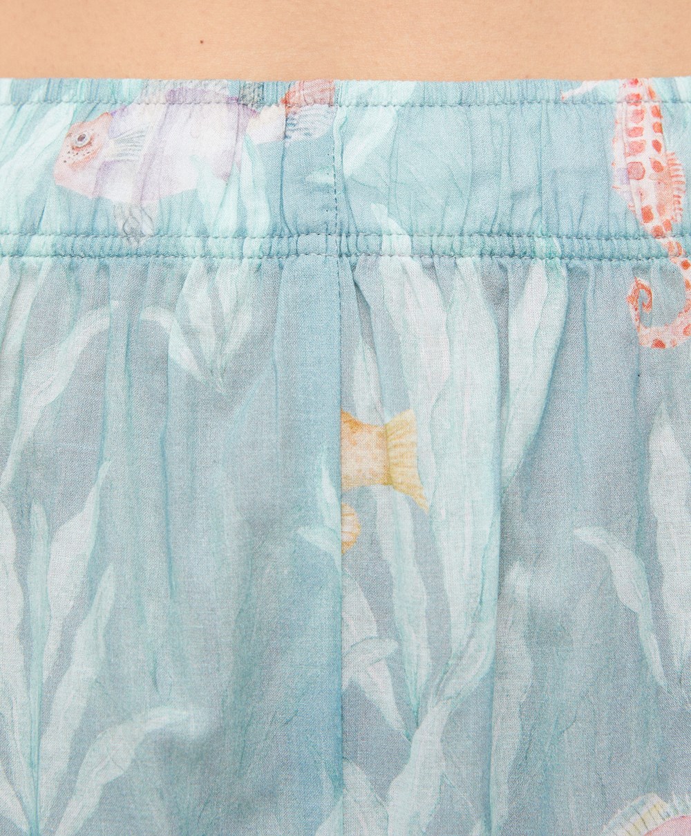 Oysho 100% Bomull Fish Trousers Turkis | AQMX76085