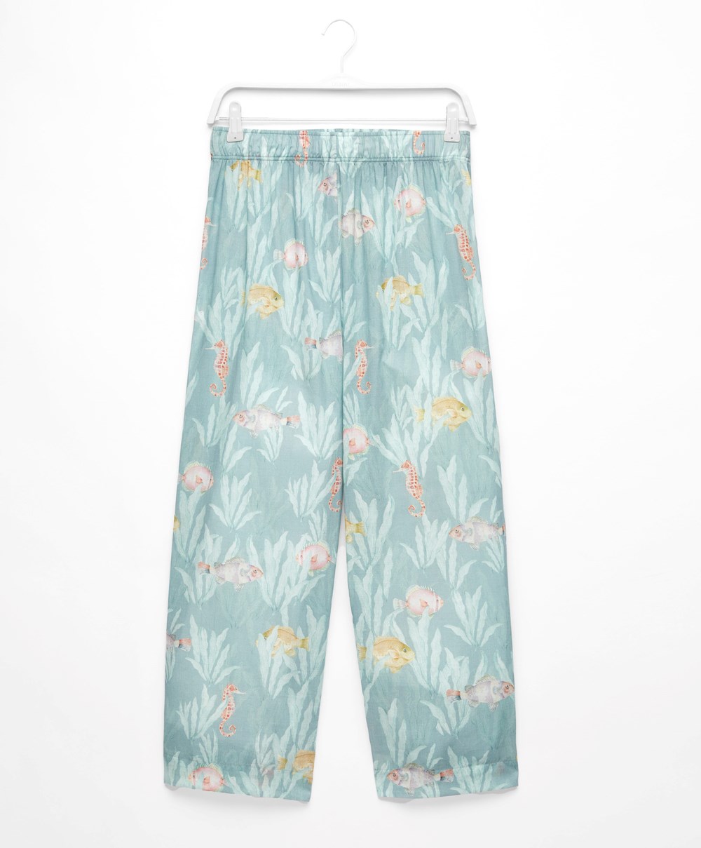 Oysho 100% Bomull Fish Trousers Turkis | AQMX76085