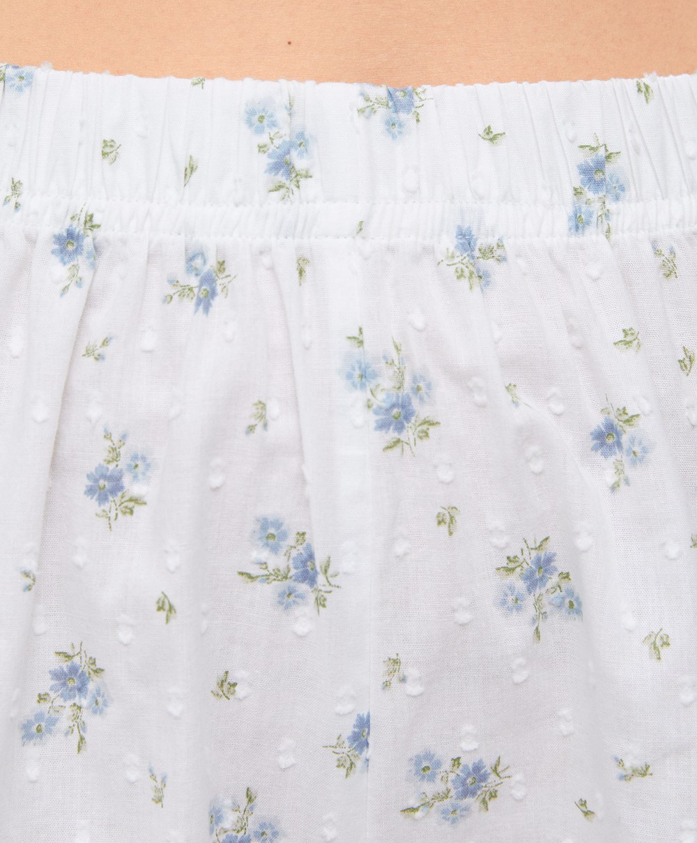 Oysho 100% Bomull Plumeti Printed Shorts Blå | XDJP97516