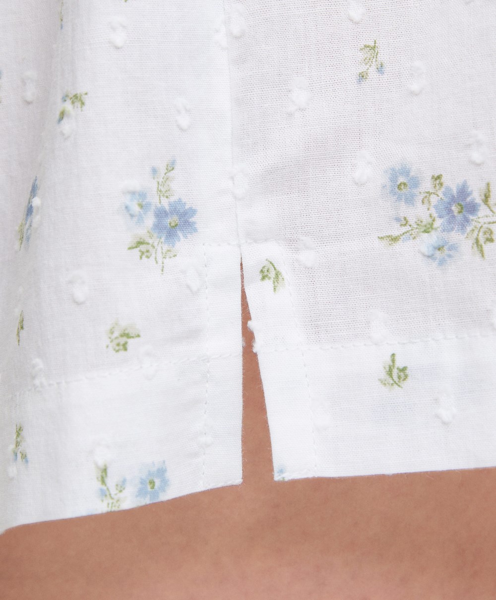 Oysho 100% Bomull Plumeti Printed Shorts Blå | XDJP97516