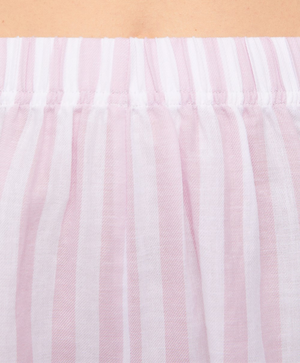 Oysho 100% Bomull Stripe Shorts Lavendel | YTDV41978