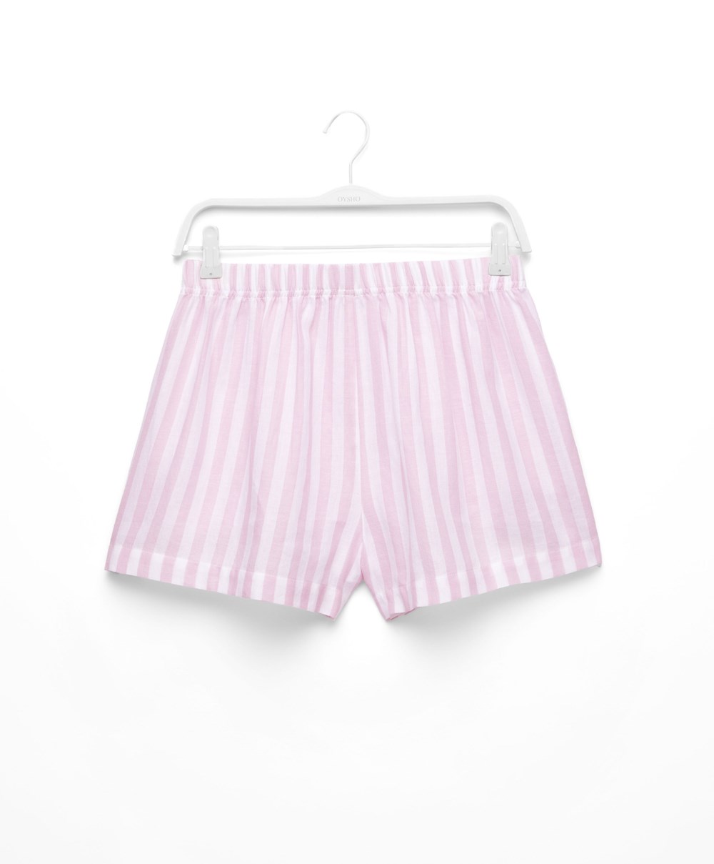 Oysho 100% Bomull Stripe Shorts Lavendel | YTDV41978