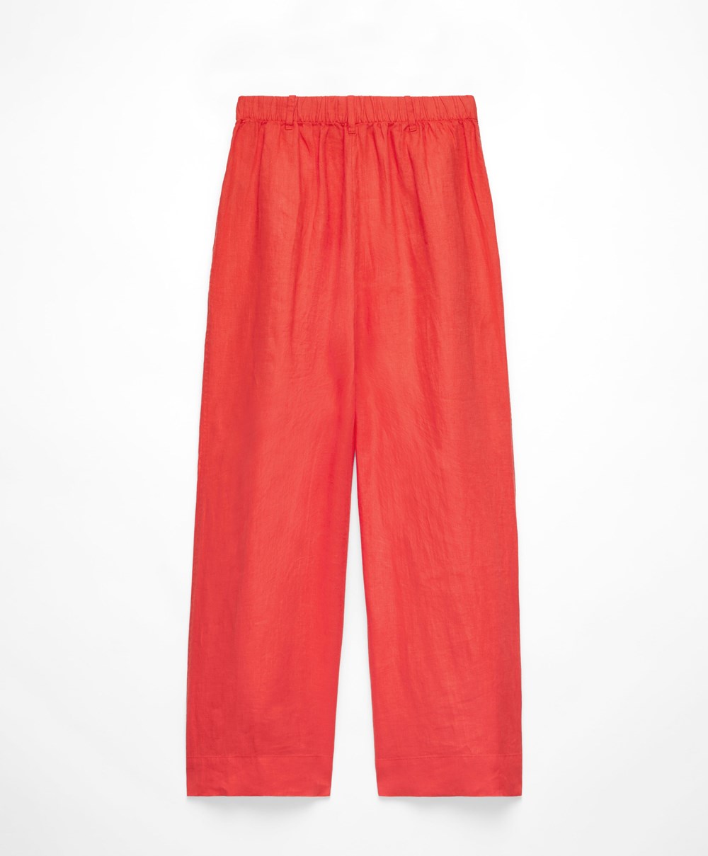 Oysho 100% Linen Brede-leg Trousers Oransje | HFYU60254