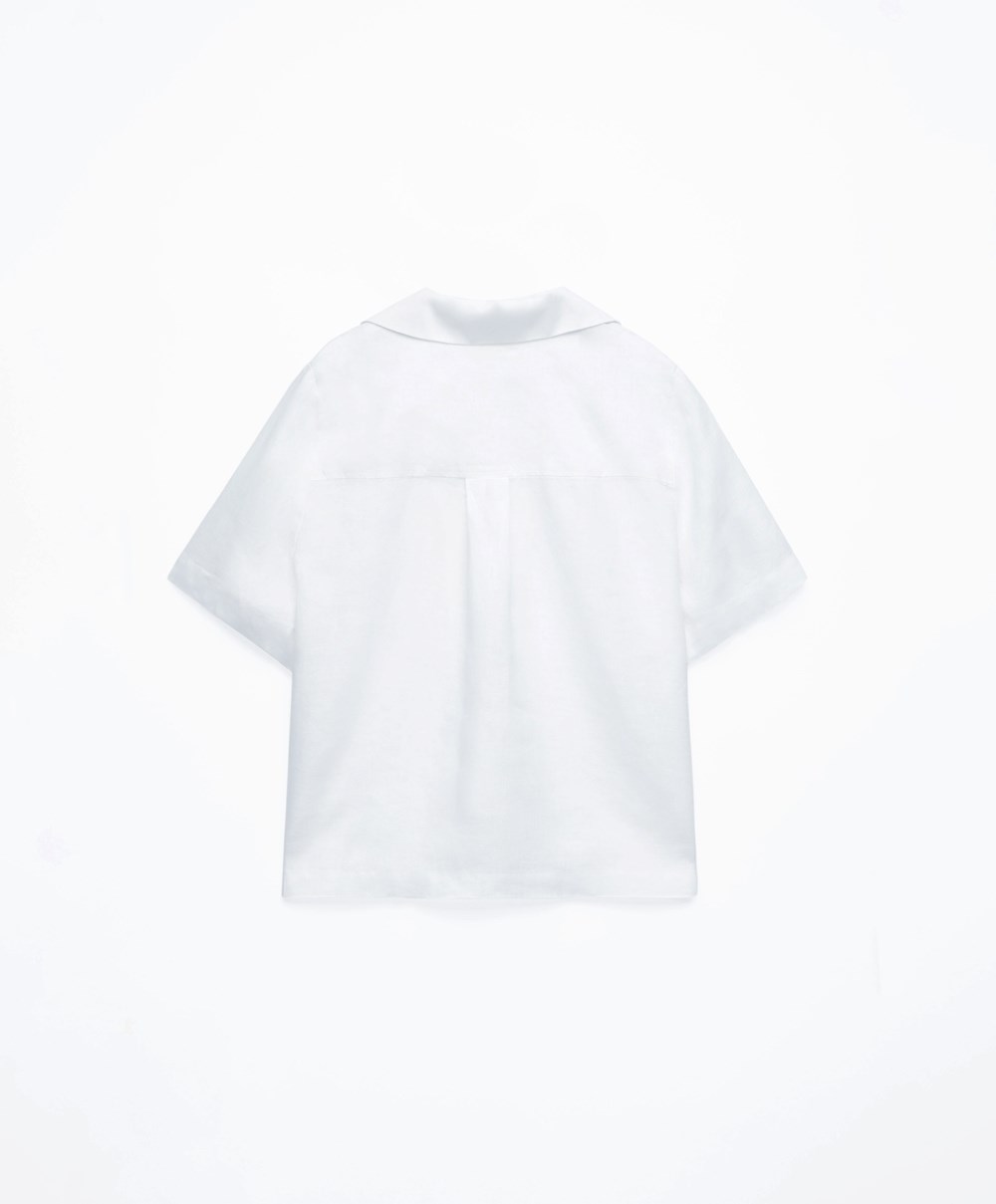 Oysho 100% Linen Shirt Hvite | KVCQ41092