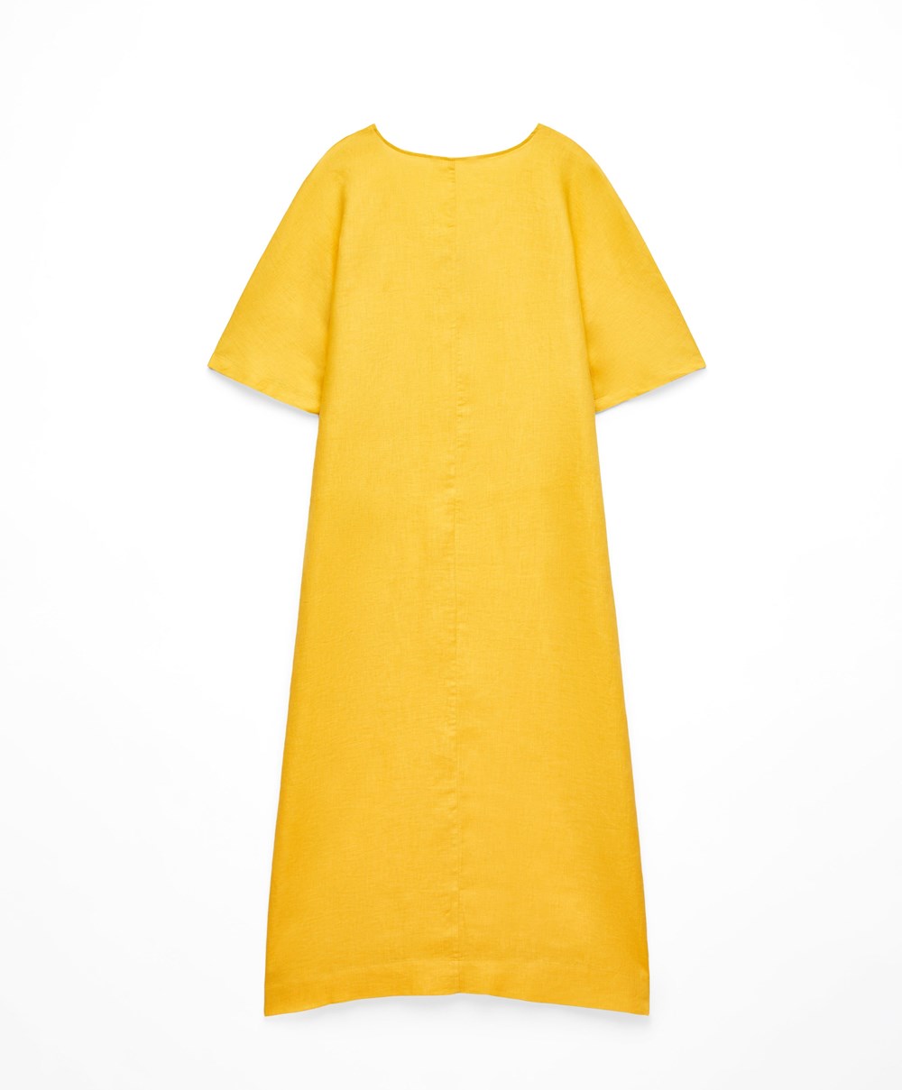 Oysho 100% Linen Tunic Kjoler Mid-yellow | EOAG26983