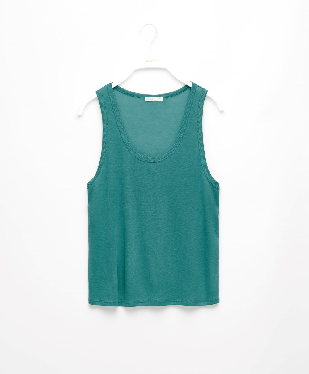 Oysho 100% Lyocell Vest Top Mørke Grønn | LQCV60298