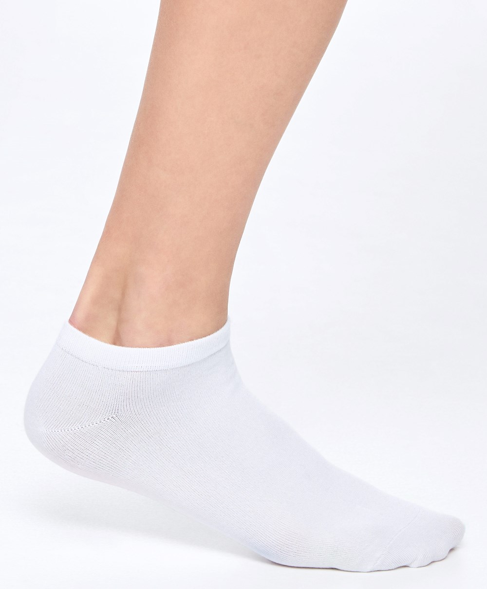 Oysho 2 Pairs Of Modal Trainer Socks Hvite | YEWT16785