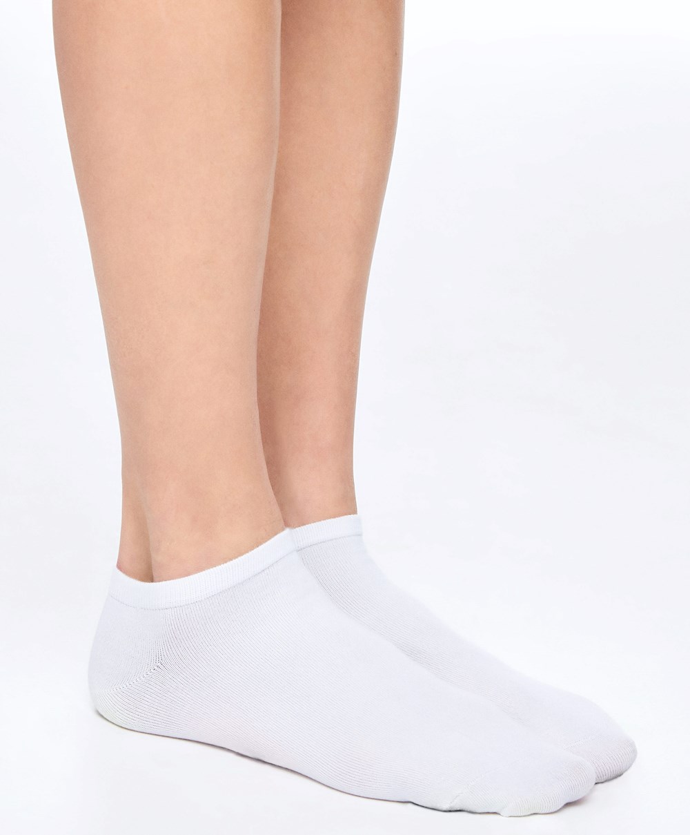 Oysho 2 Pairs Of Modal Trainer Socks Hvite | YEWT16785