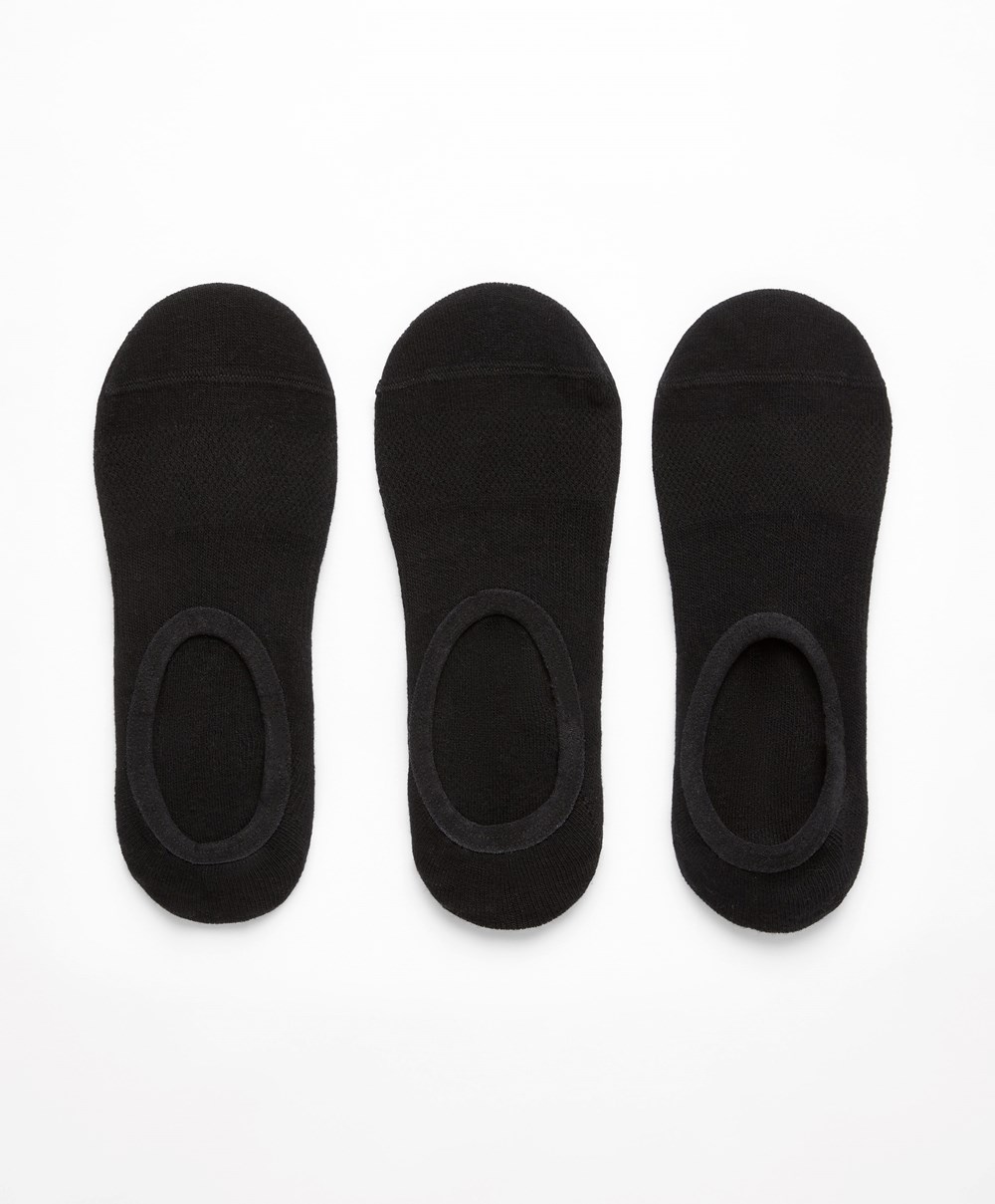 Oysho 3 Pairs Of Bomull Sports Footsies Svarte | CVUI53680