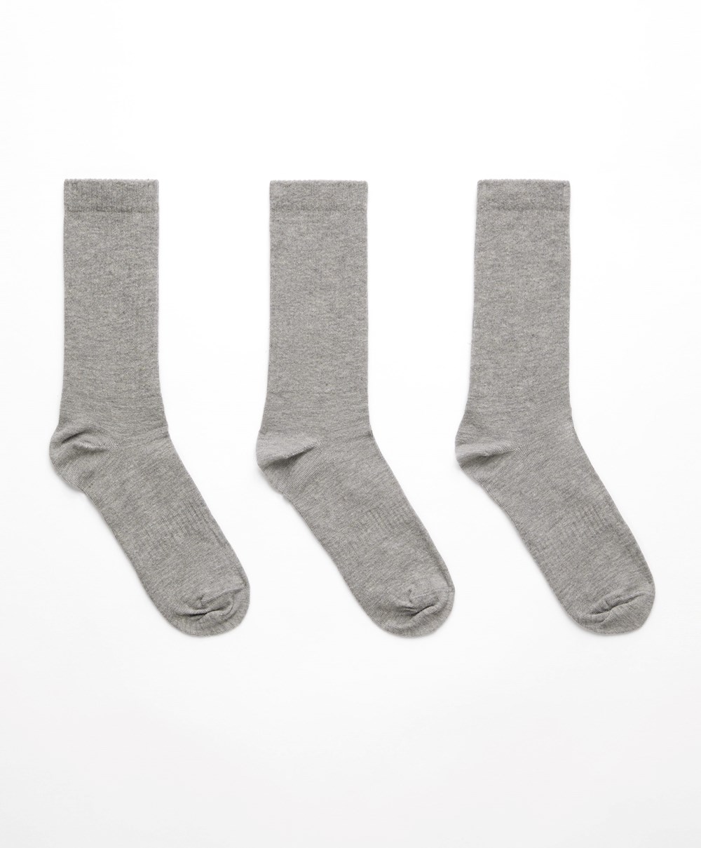 Oysho 3 Pairs Of Sports Bomull Classic Socks Grå | RVFJ86190