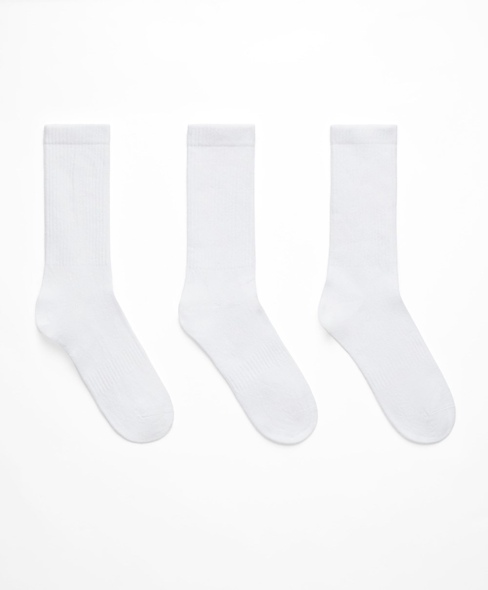 Oysho 3 Pairs Of Sports Bomull Classic Socks Hvite | WPFC94056