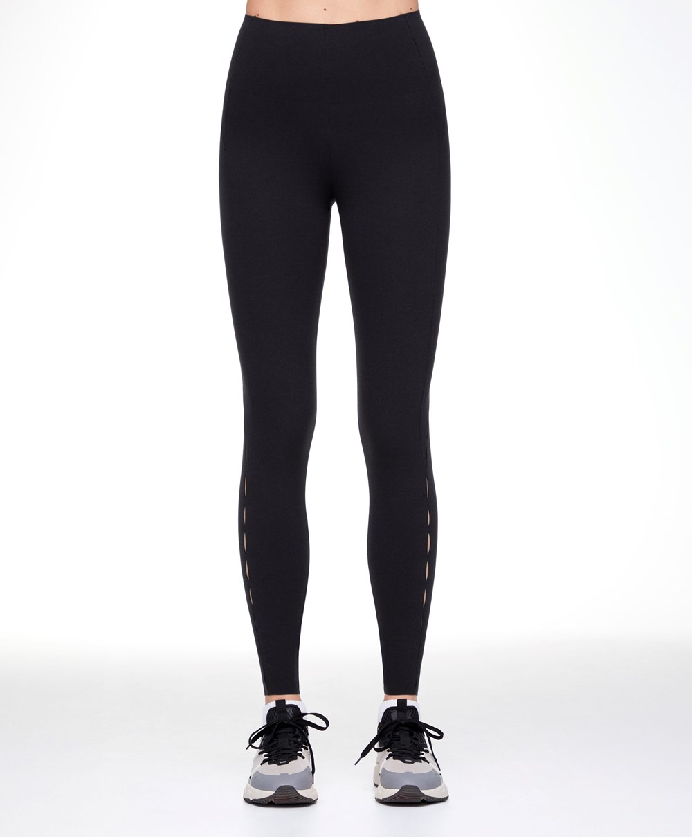 Oysho 65cm Cut-out Compressive Ankle-length Leggings Svarte | GMFH89523