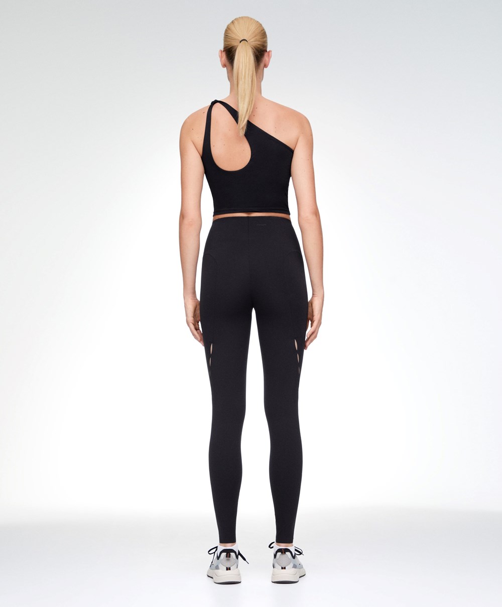 Oysho 65cm Cut-out Compressive Ankle-length Leggings Svarte | GMFH89523