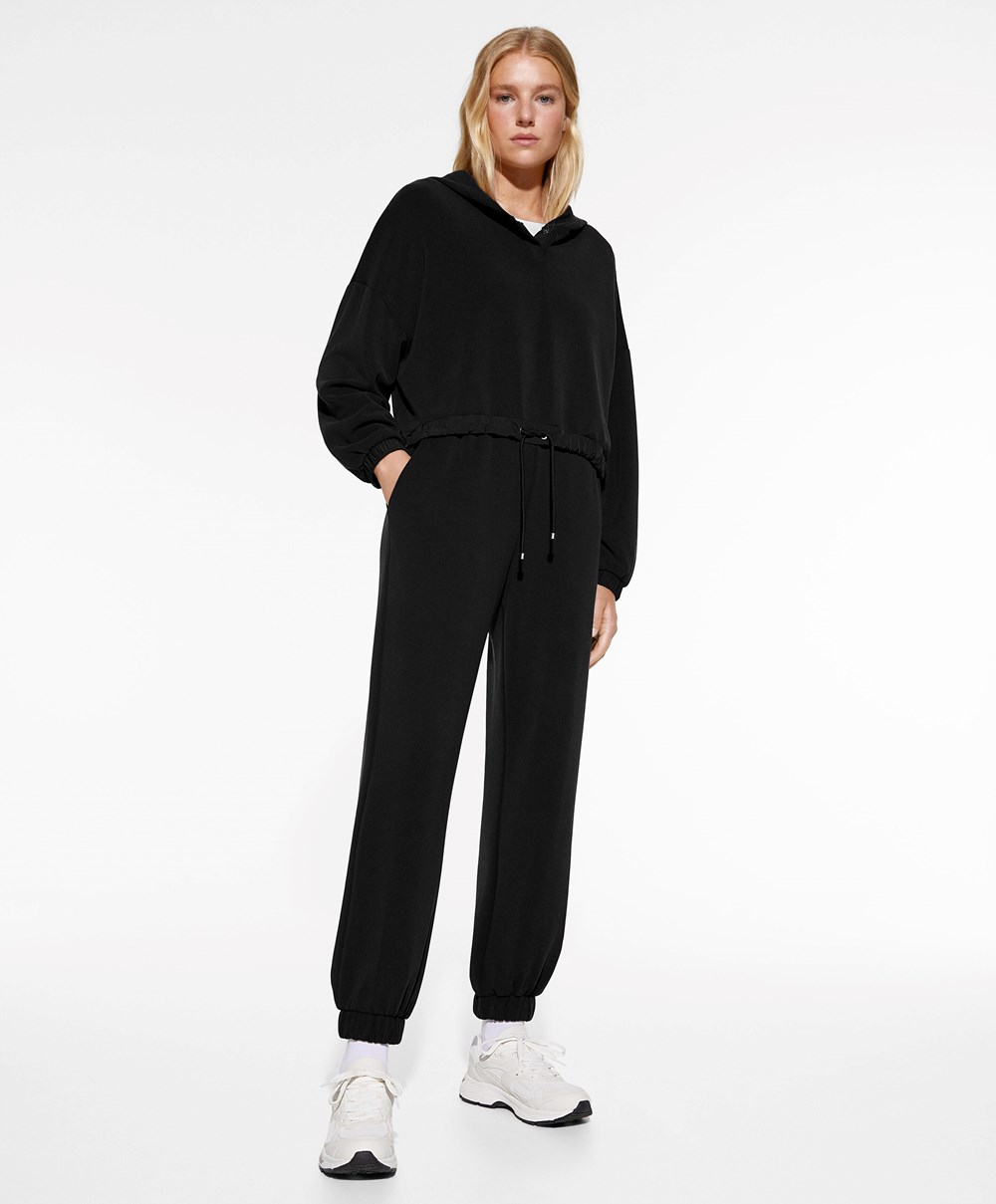 Oysho Adjustable Modal Sweatshirt Svarte | YCUI65407