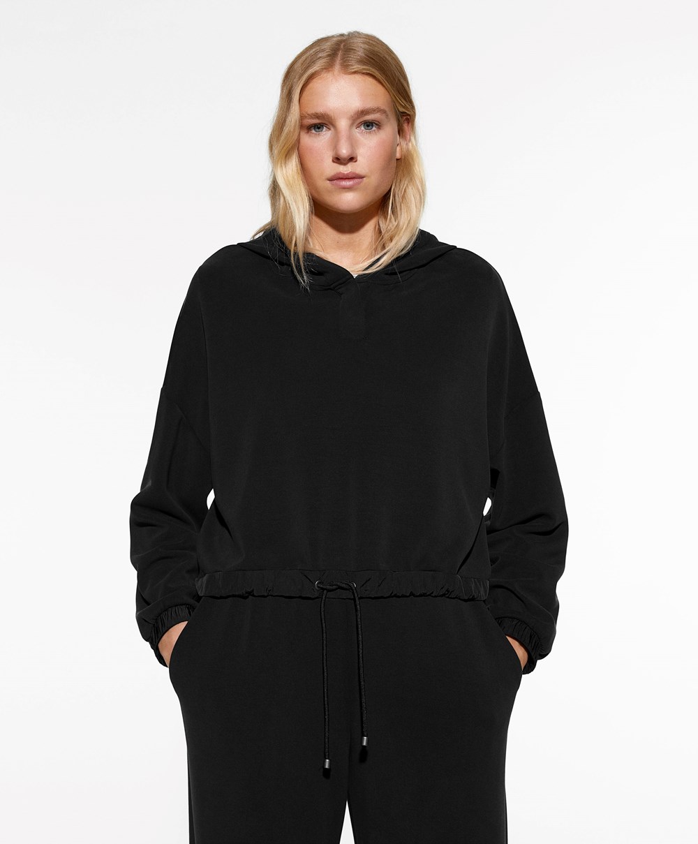 Oysho Adjustable Modal Sweatshirt Svarte | YCUI65407