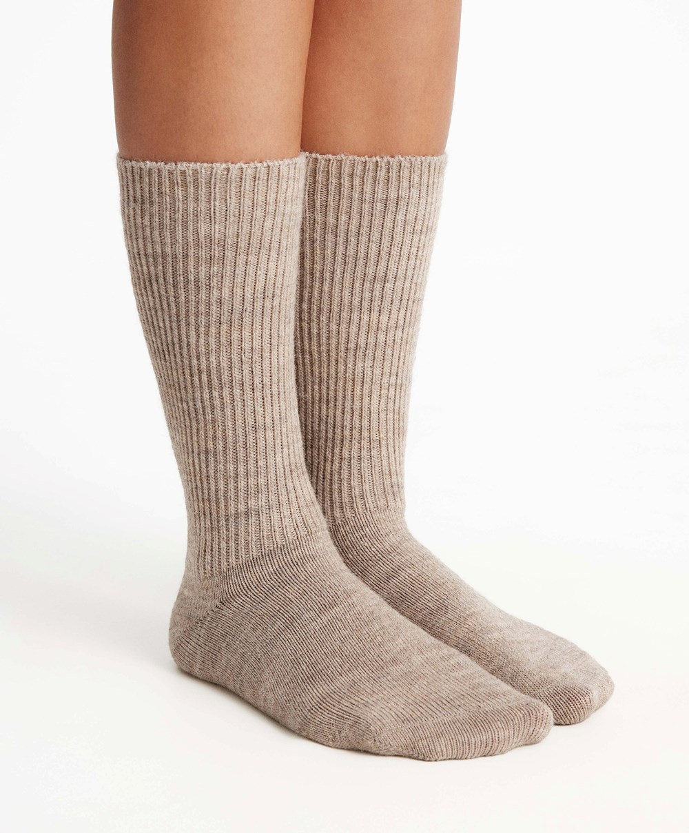 Oysho Alpaca Classic Socks Mink | XGSN51980