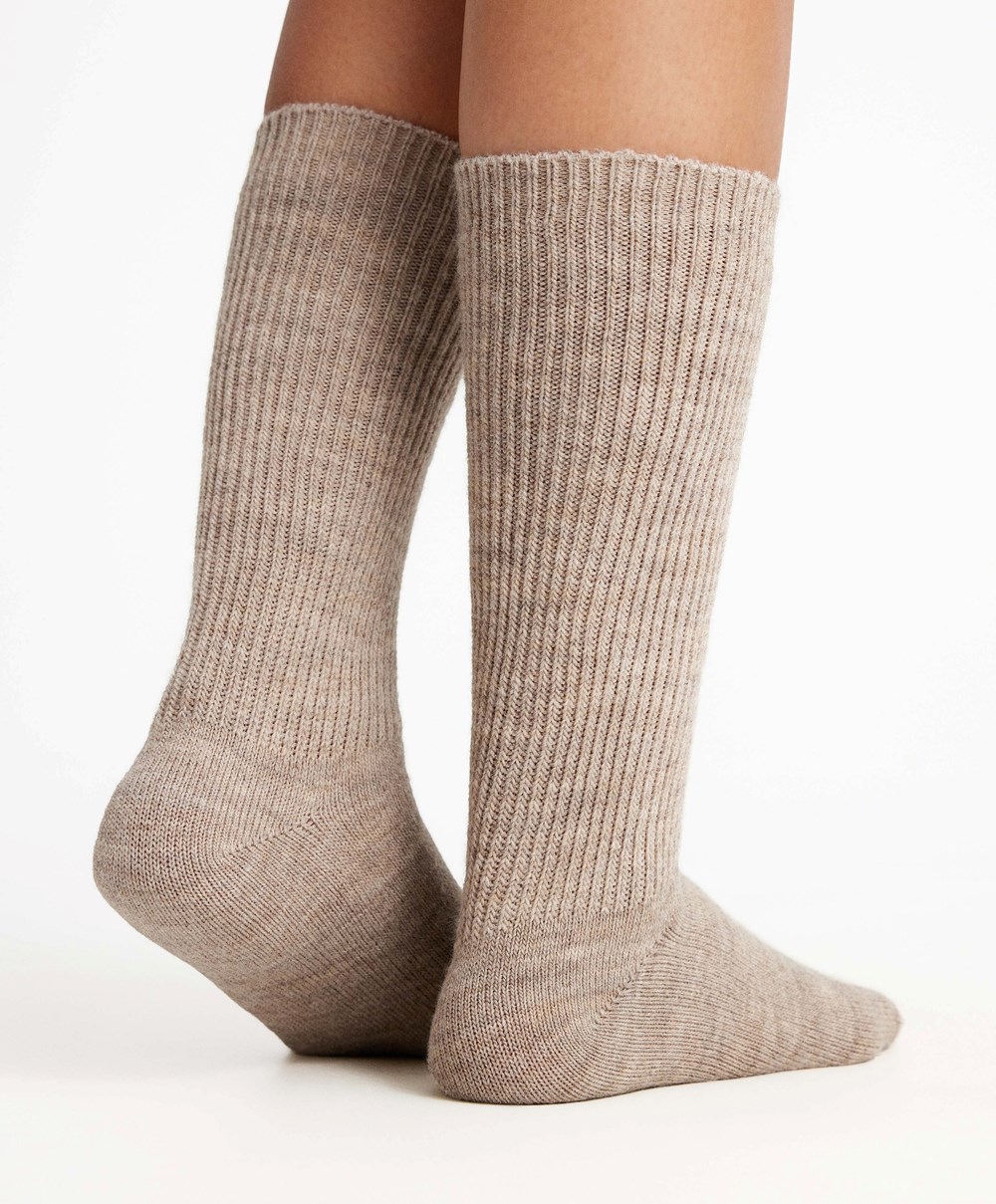 Oysho Alpaca Classic Socks Mink | XGSN51980