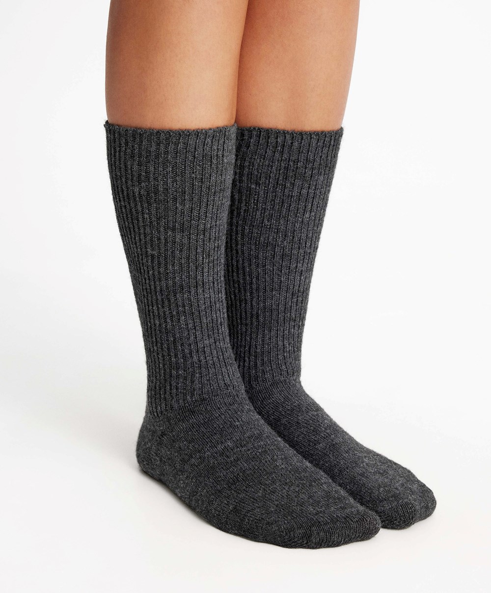 Oysho Alpaca Classic Socks Mørke Grå | QPIS82106