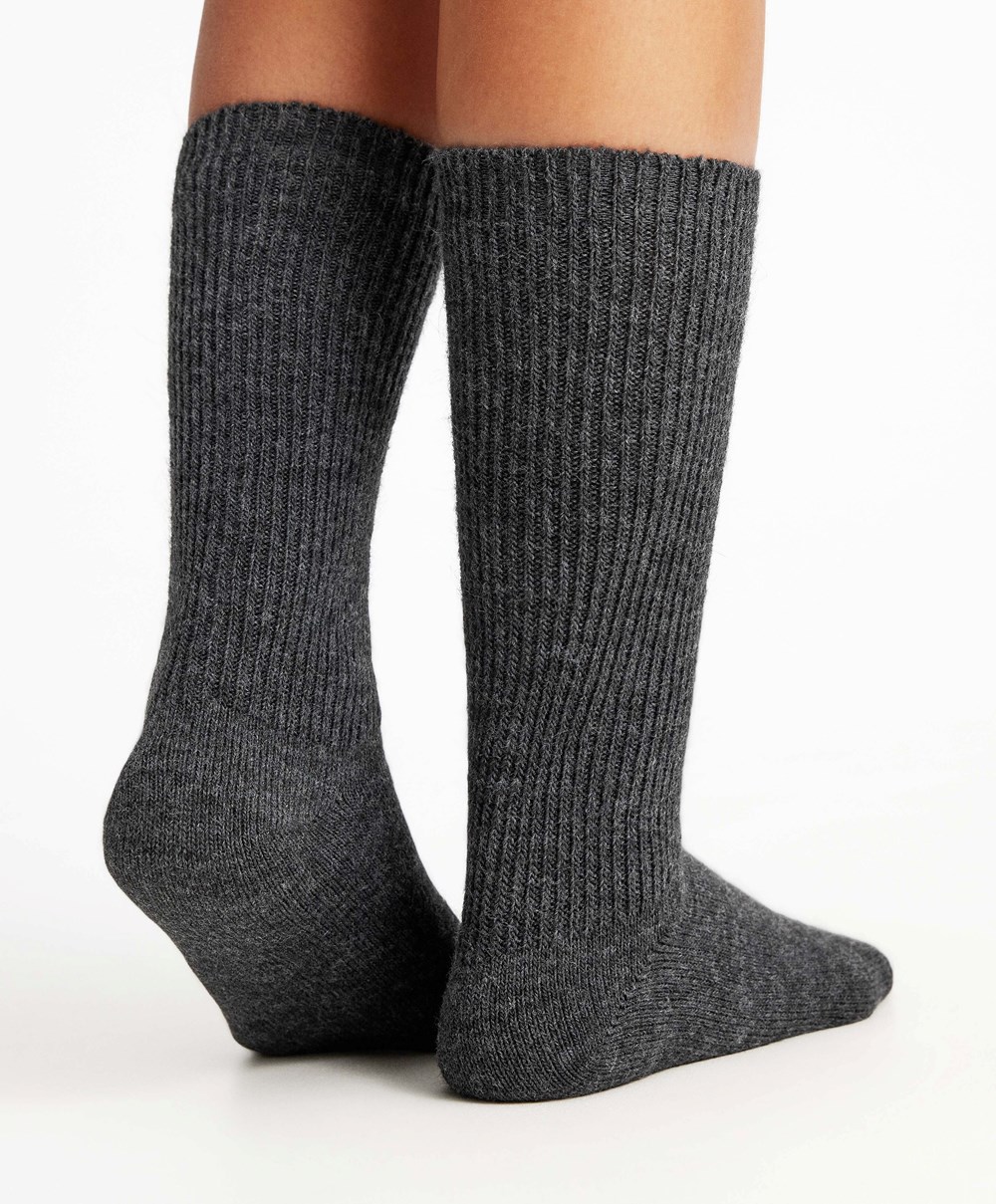 Oysho Alpaca Classic Socks Mørke Grå | QPIS82106