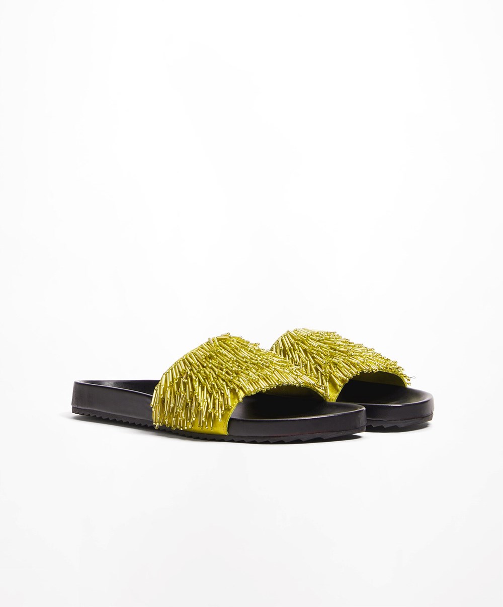 Oysho Appliqué Slides Grønn | BFTA86490