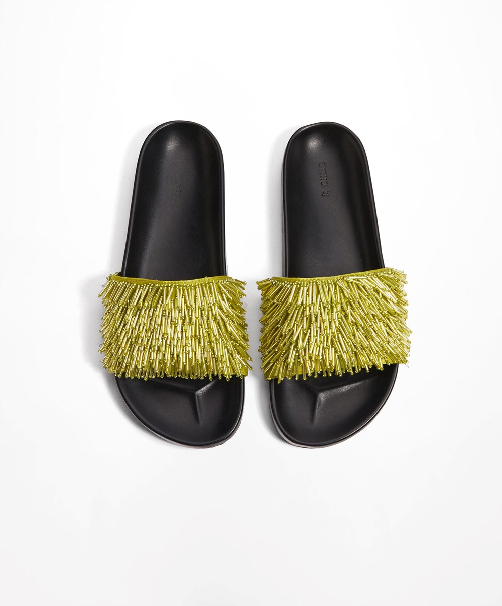 Oysho Appliqué Slides Grønn | BFTA86490