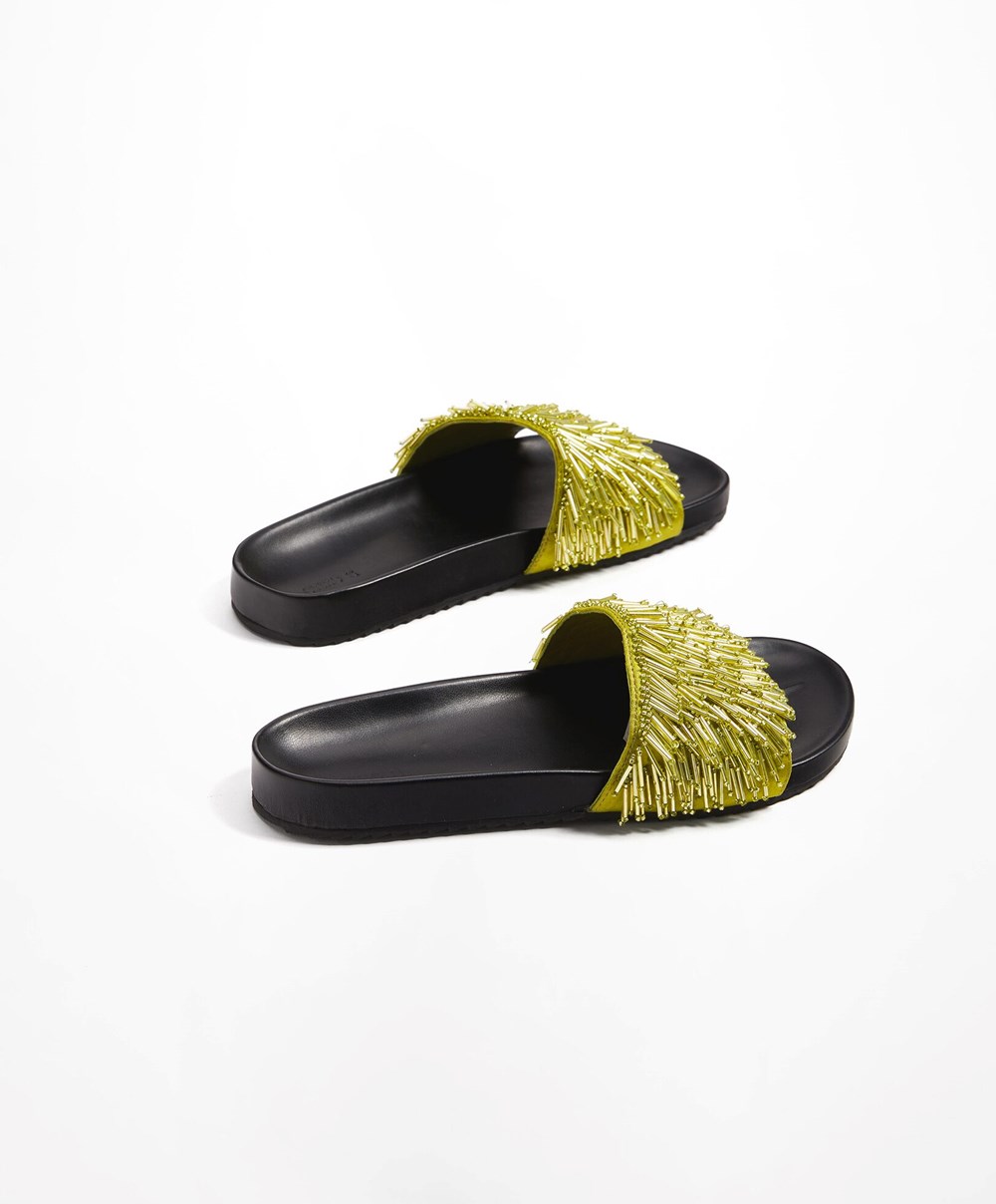 Oysho Appliqué Slides Grønn | BFTA86490