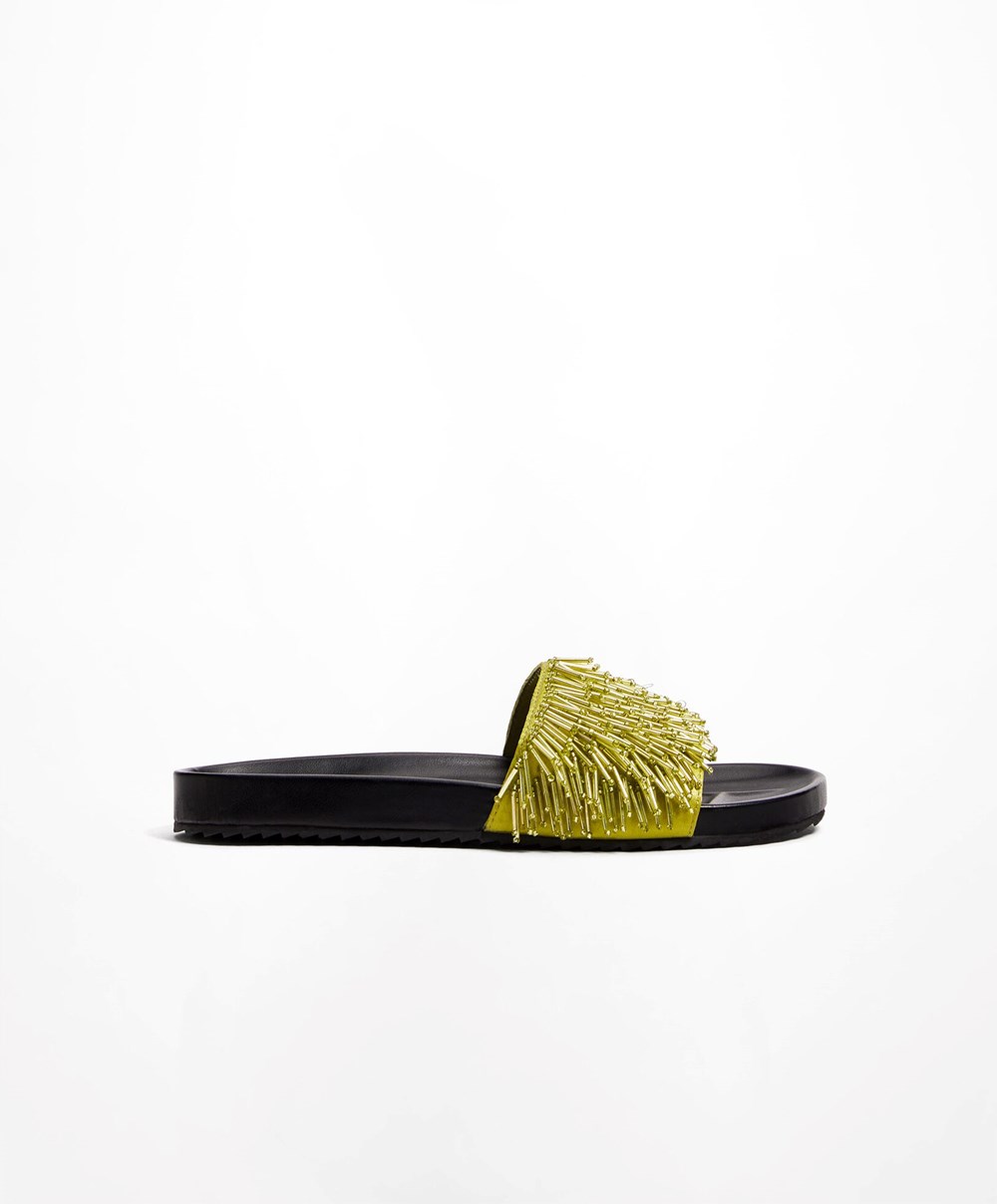 Oysho Appliqué Slides Grønn | OAQR43657