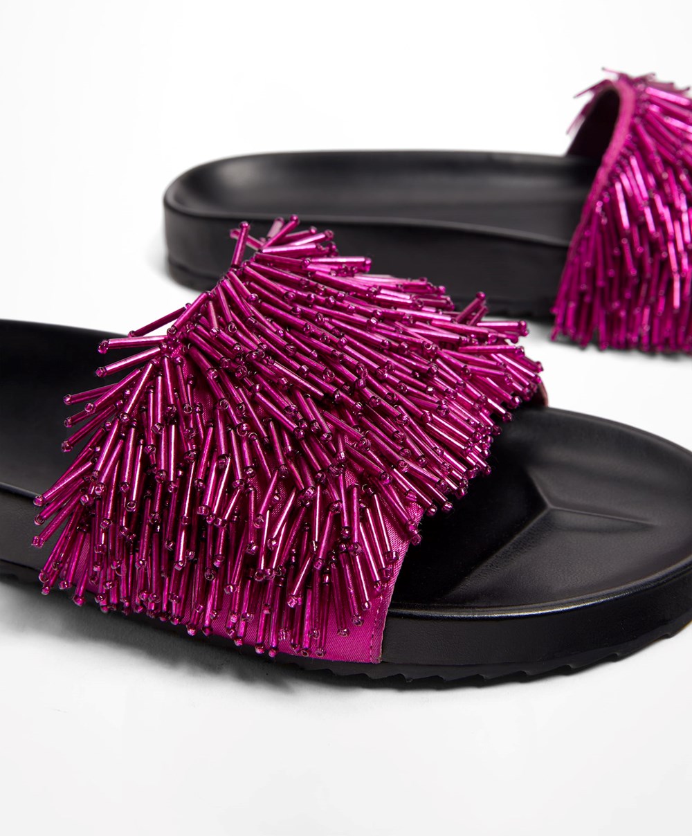 Oysho Appliqué Slides Lilla | KITQ31967