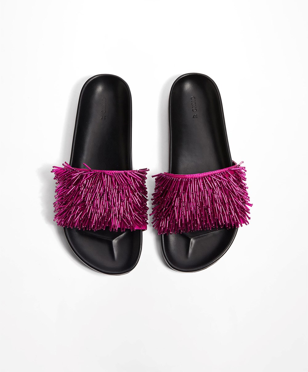 Oysho Appliqué Slides Lilla | QPDK38409