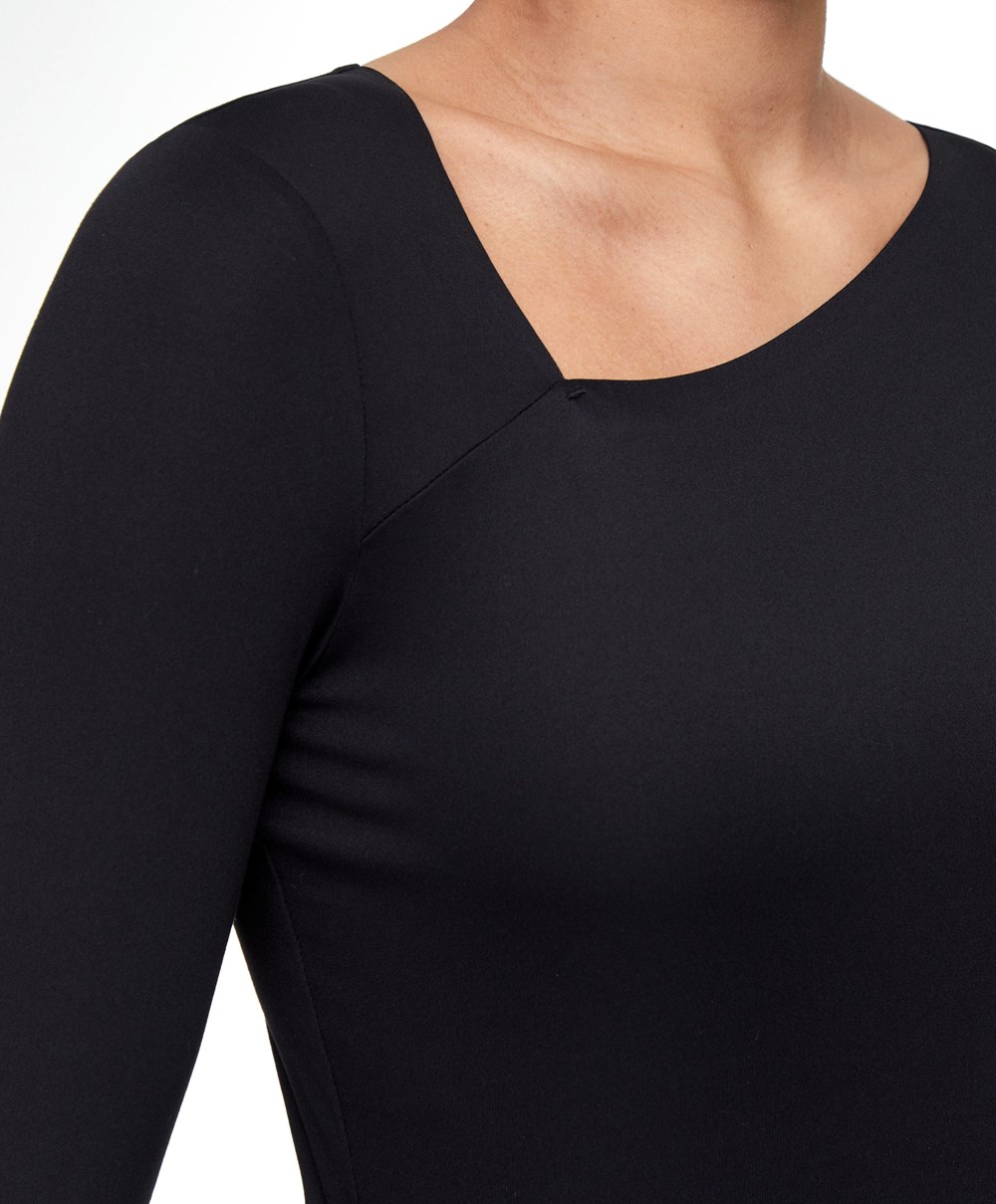 Oysho Asymmetrical Neckline Top Svarte | ITJL80251