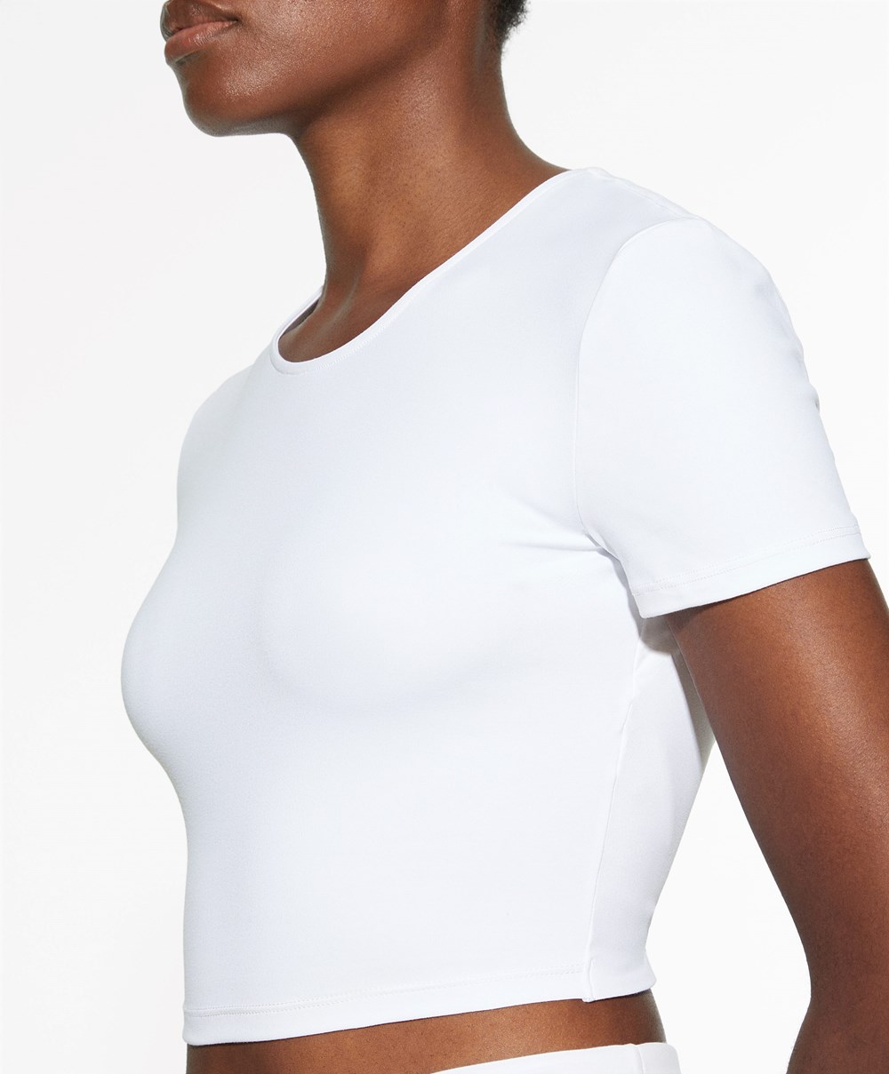 Oysho Back Detail Comfortlux Kort-sleeved T-shirt Hvite | LJXC35710