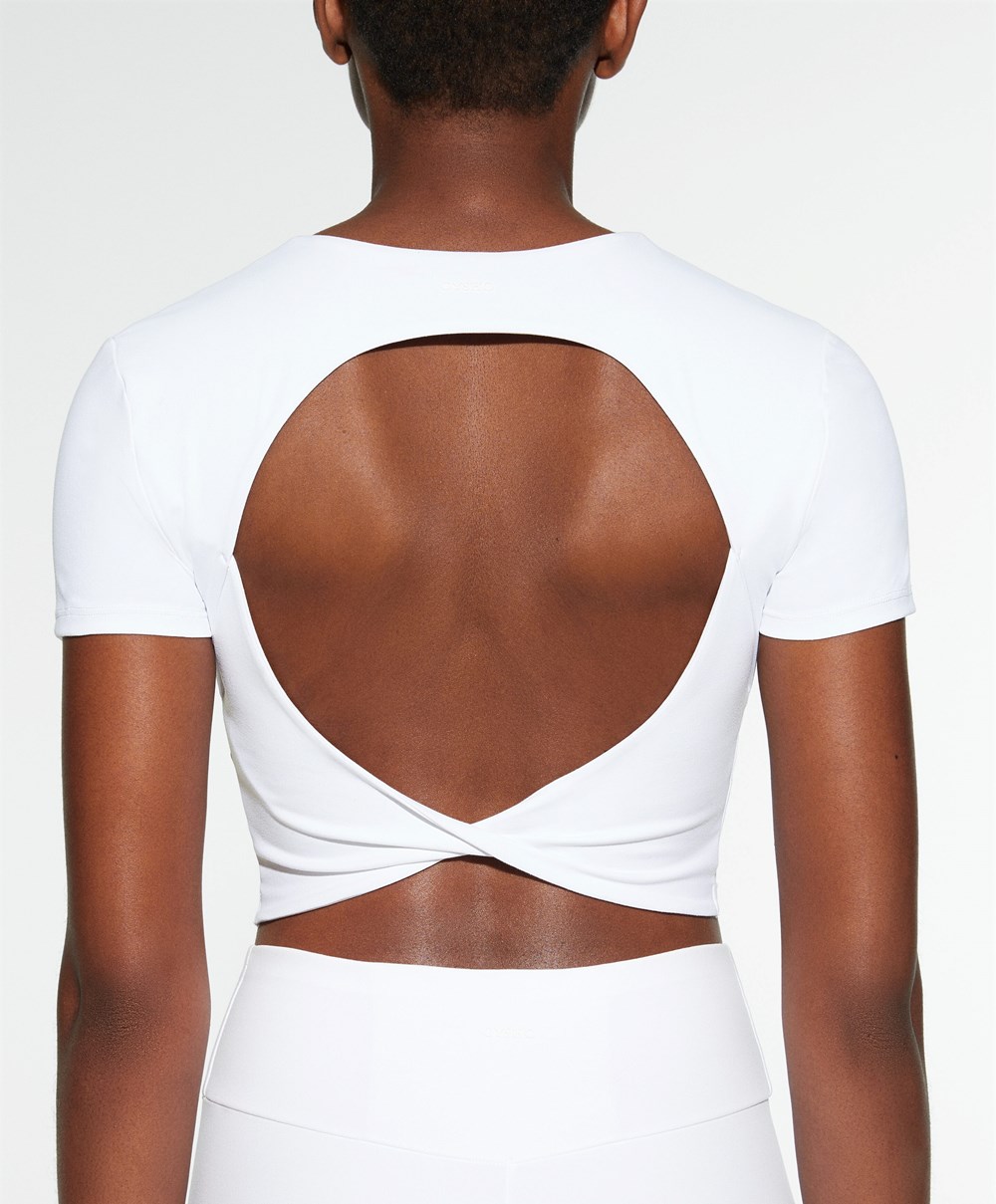 Oysho Back Detail Comfortlux Kort-sleeved T-shirt Hvite | LJXC35710