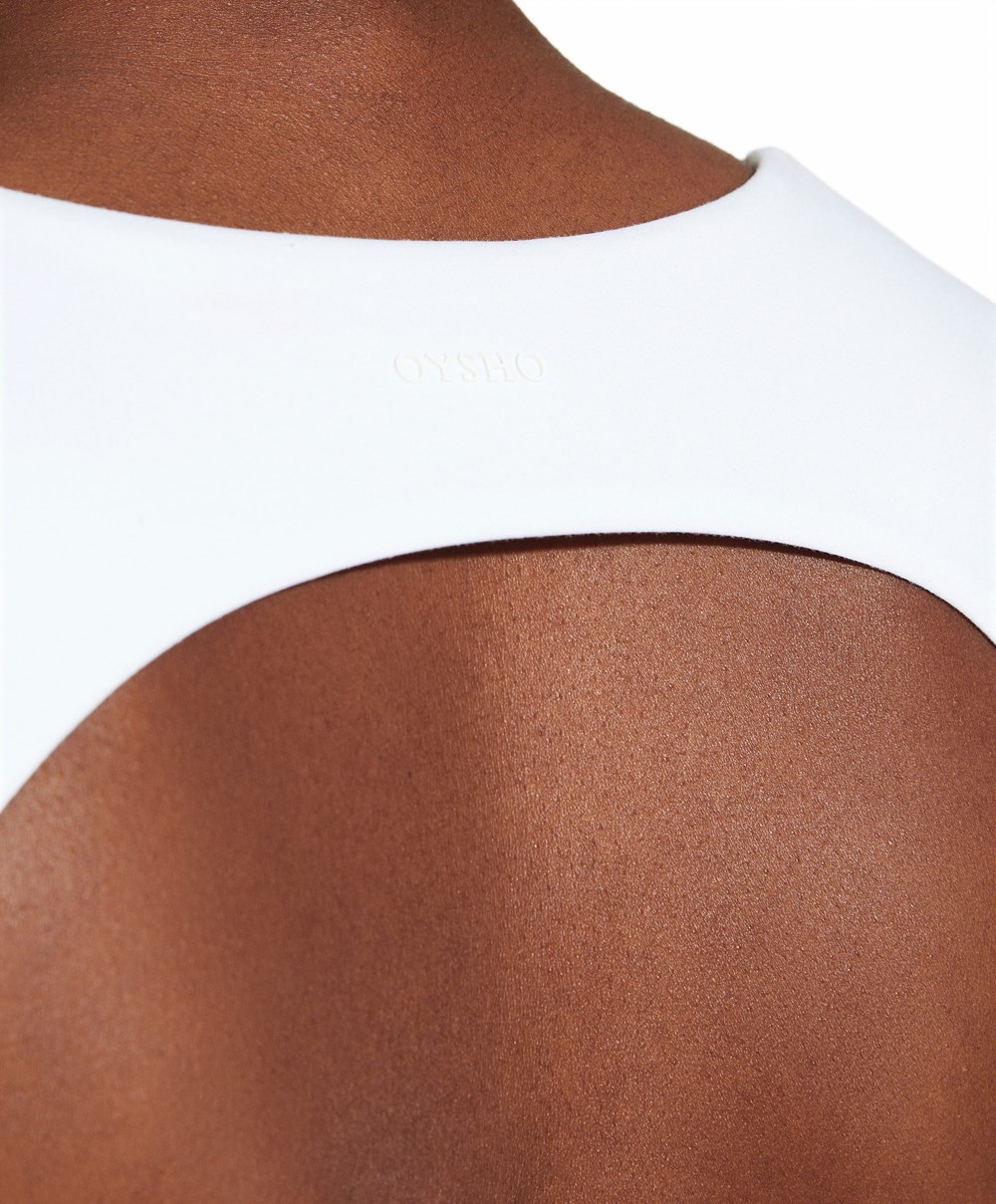 Oysho Back Detail Comfortlux Kort-sleeved T-shirt Hvite | LJXC35710