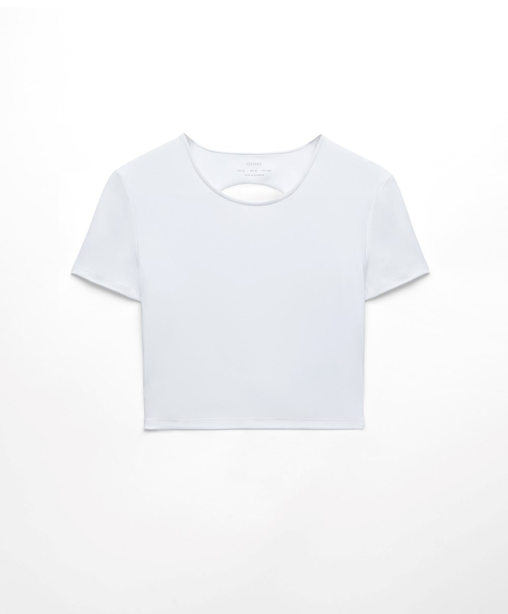 Oysho Back Detail Comfortlux Kort-sleeved T-shirt Hvite | LJXC35710