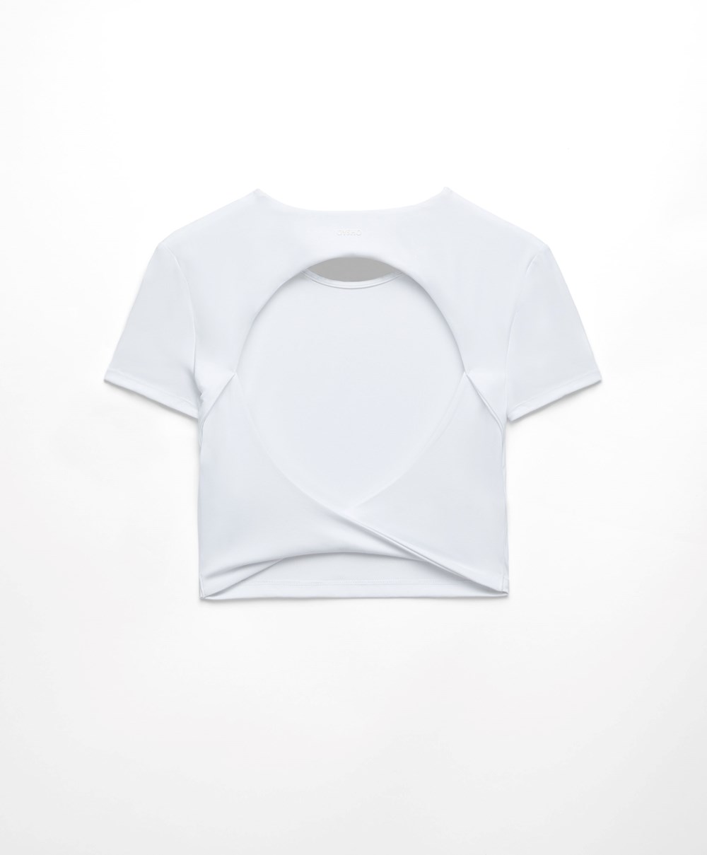 Oysho Back Detail Comfortlux Kort-sleeved T-shirt Hvite | LJXC35710