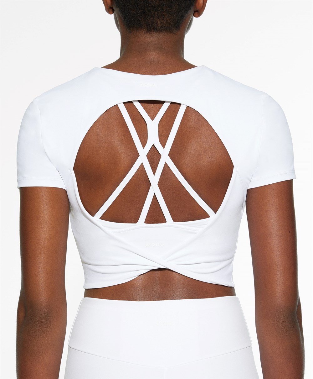 Oysho Back Detail Comfortlux Kort-sleeved T-shirt Hvite | LJXC35710