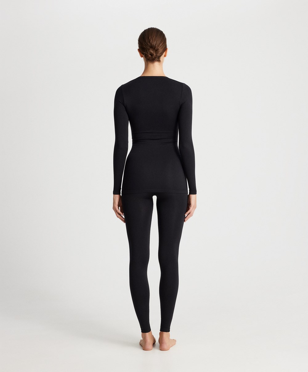 Oysho Base Layer Seamless 65cm Leggings Svarte | GQWP17648