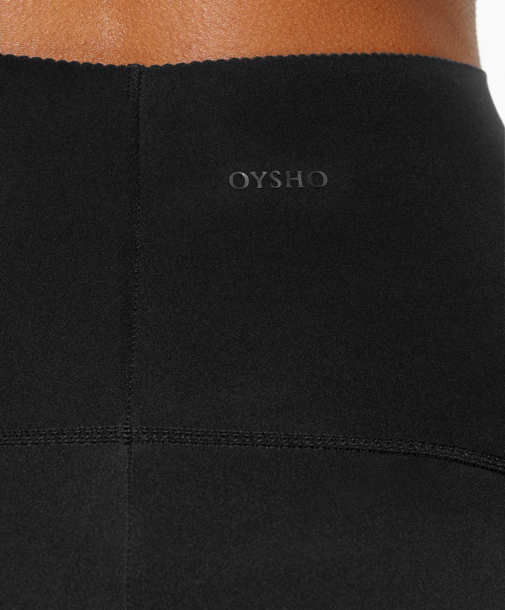 Oysho Basic Compressive 25cm Cycle Leggings Svarte | LDFG54820