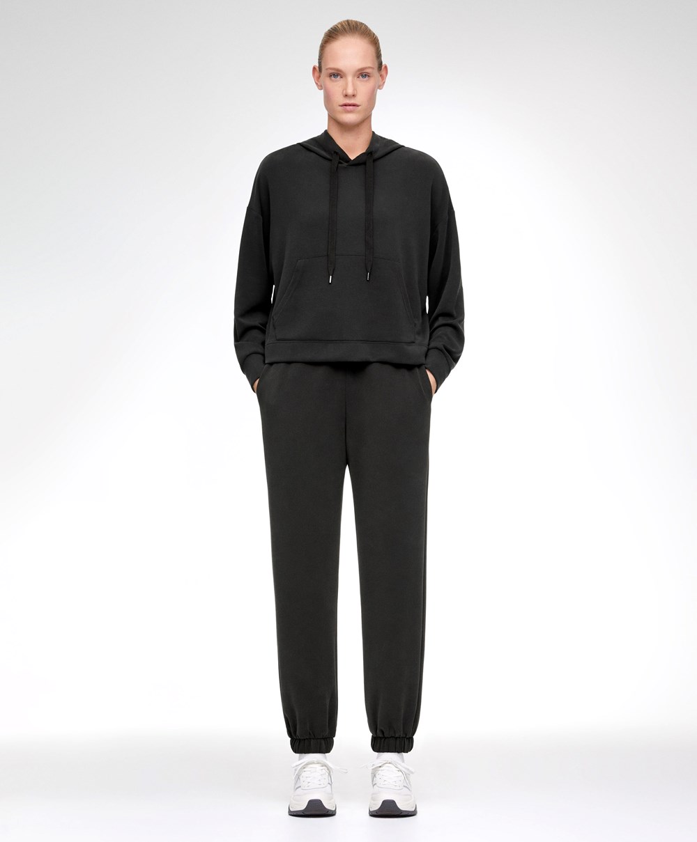 Oysho Black Modal Tracksuit Svarte | JWIE51739