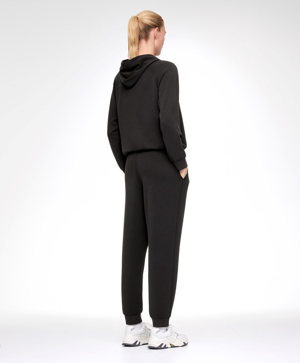 Oysho Black Modal Tracksuit With Zip Svarte | JKXU87412