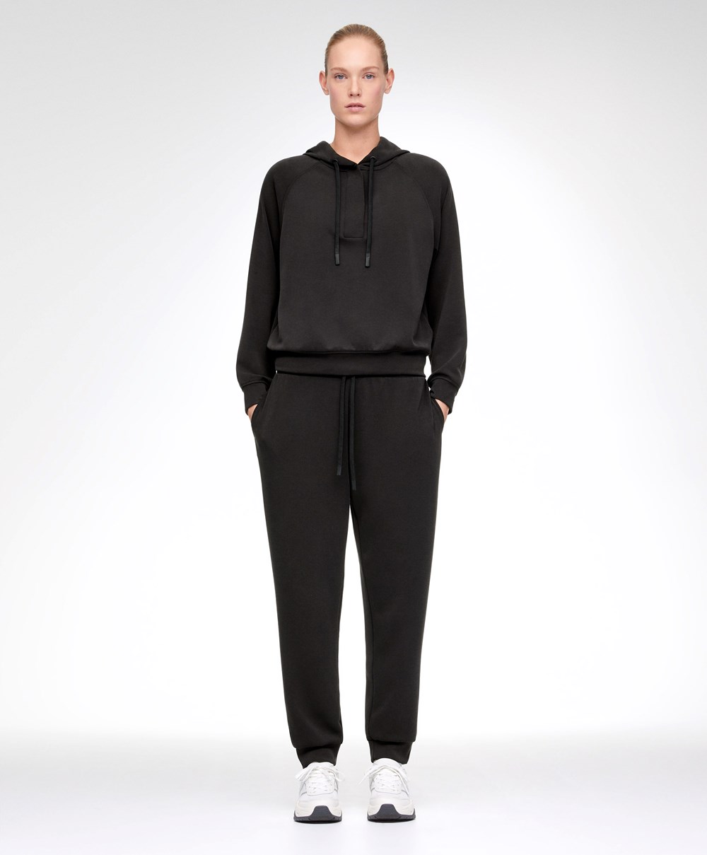 Oysho Black Modal Tracksuit With Zip Svarte | JKXU87412