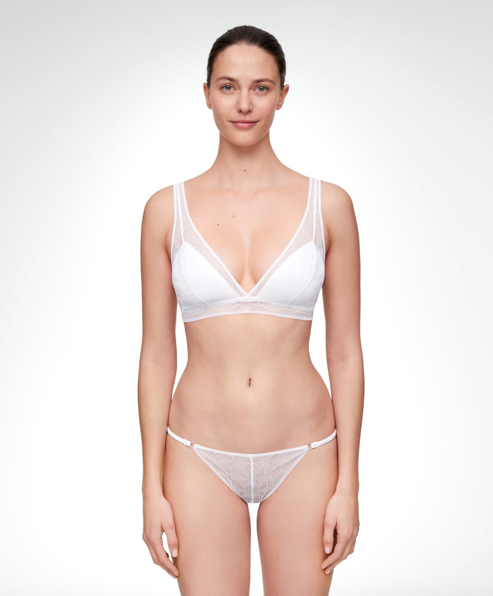 Oysho Blonder Triangle Bra Pale Ecru | QCXT85326