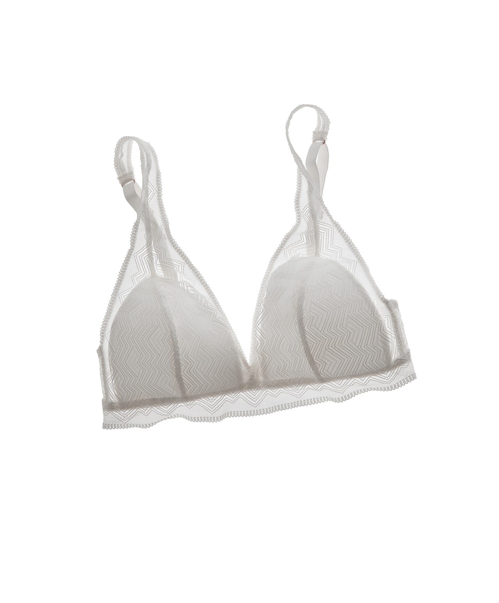 Oysho Blonder Triangle Bra Pale Ecru | QCXT85326