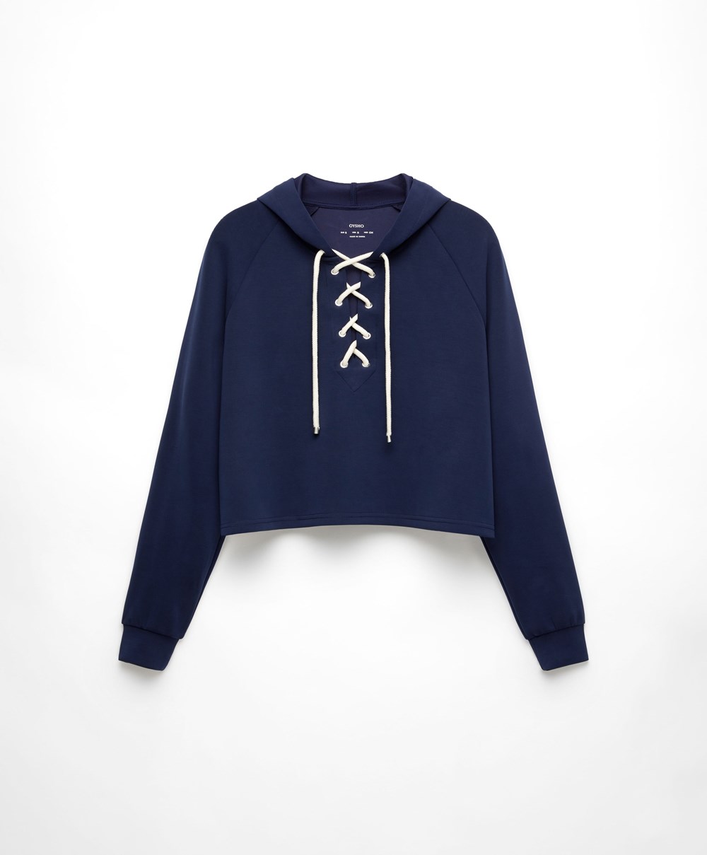 Oysho Blonder-up Modal Sweatshirt Marineblå Blå | ZOFB83621