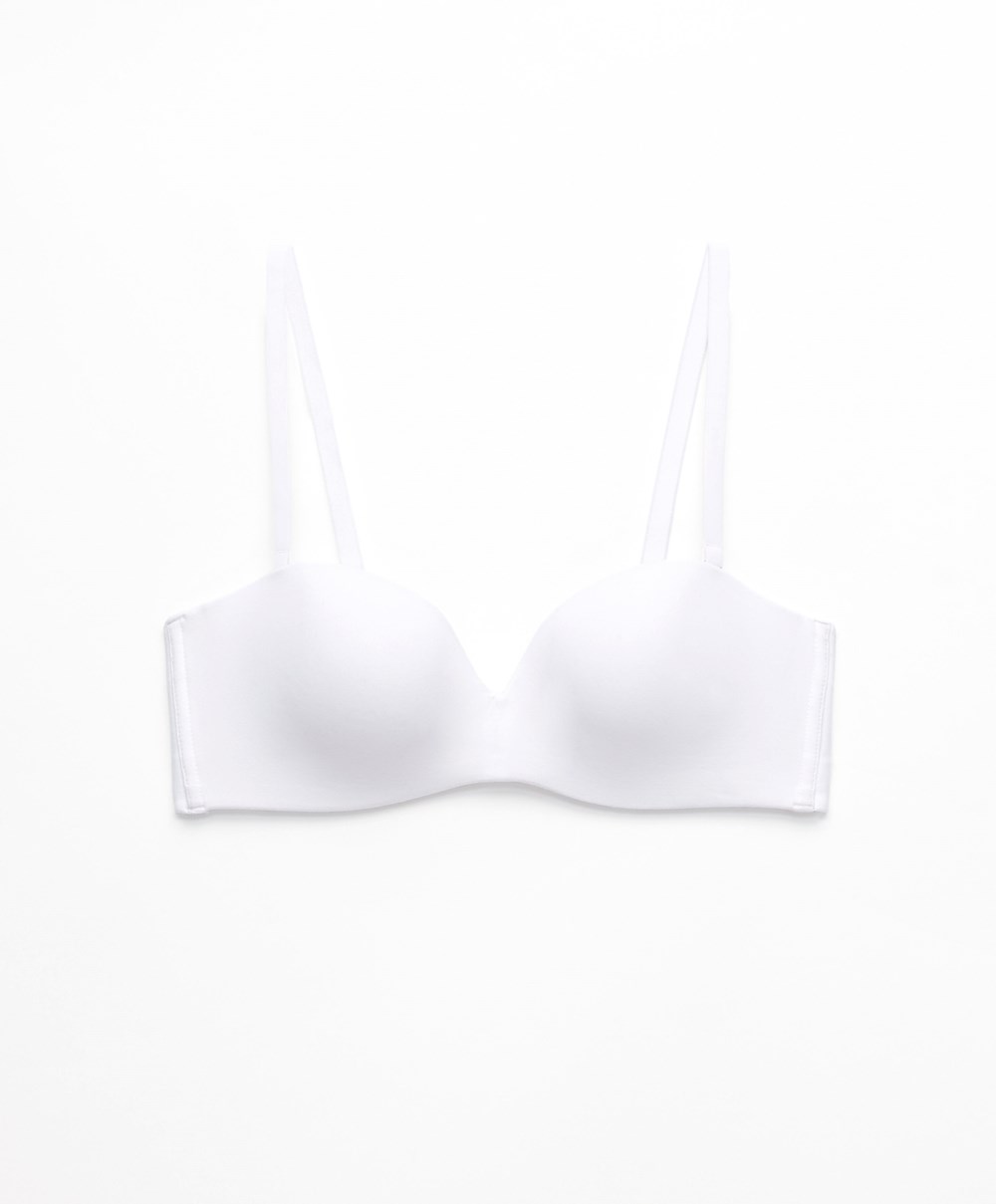 Oysho Bomull Bra With Removable Straps Hvite | XEJB48569