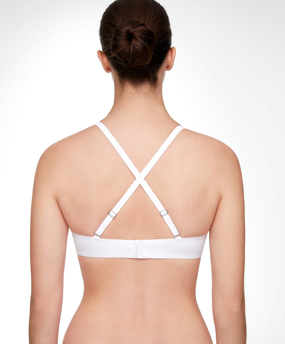 Oysho Bomull Push-up Triangle Bra Hvite | NEXO12674