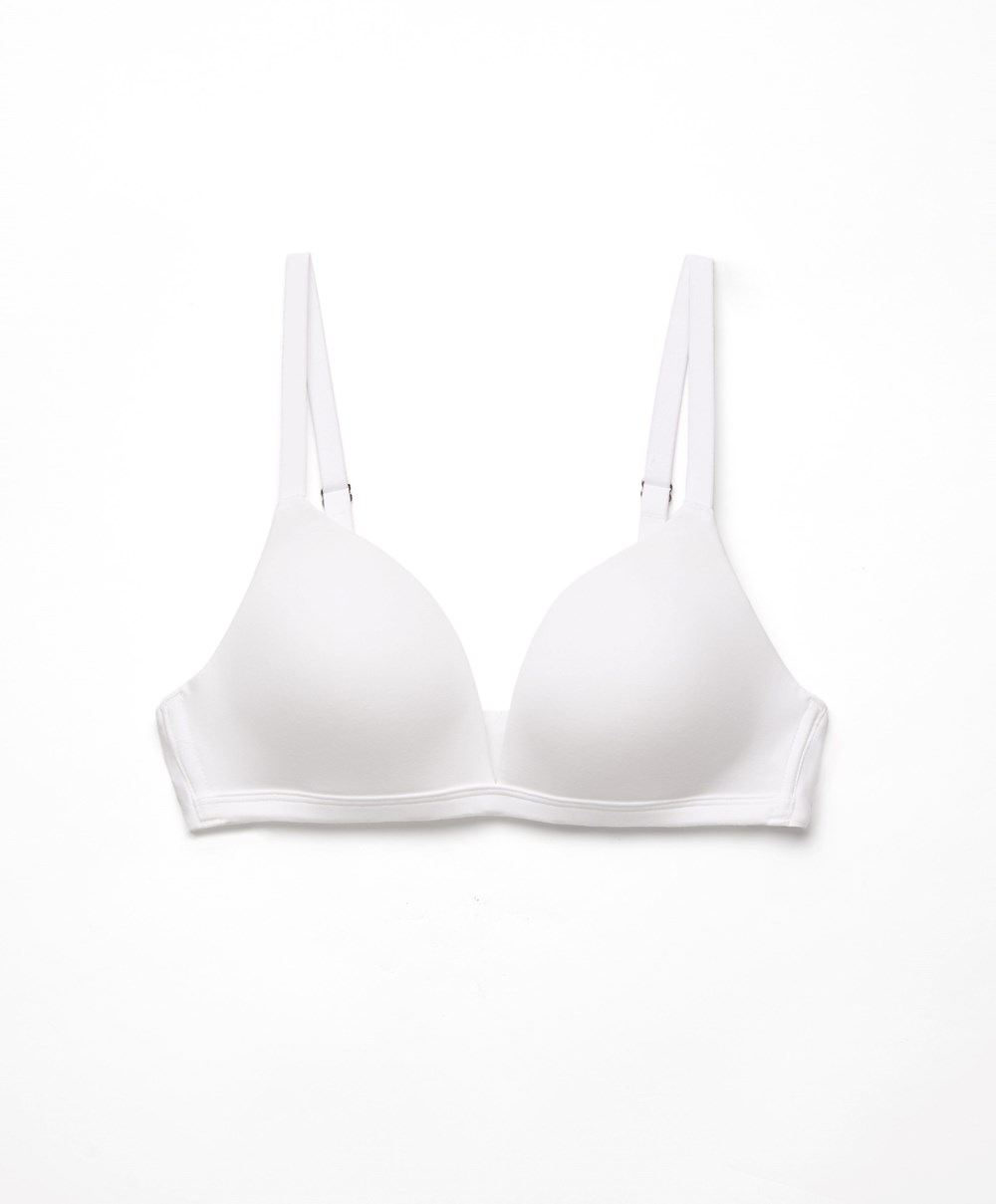 Oysho Bomull Push-up Triangle Bra Hvite | NEXO12674