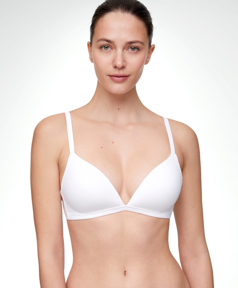 Oysho Bomull Push-up Triangle Bra Hvite | NEXO12674