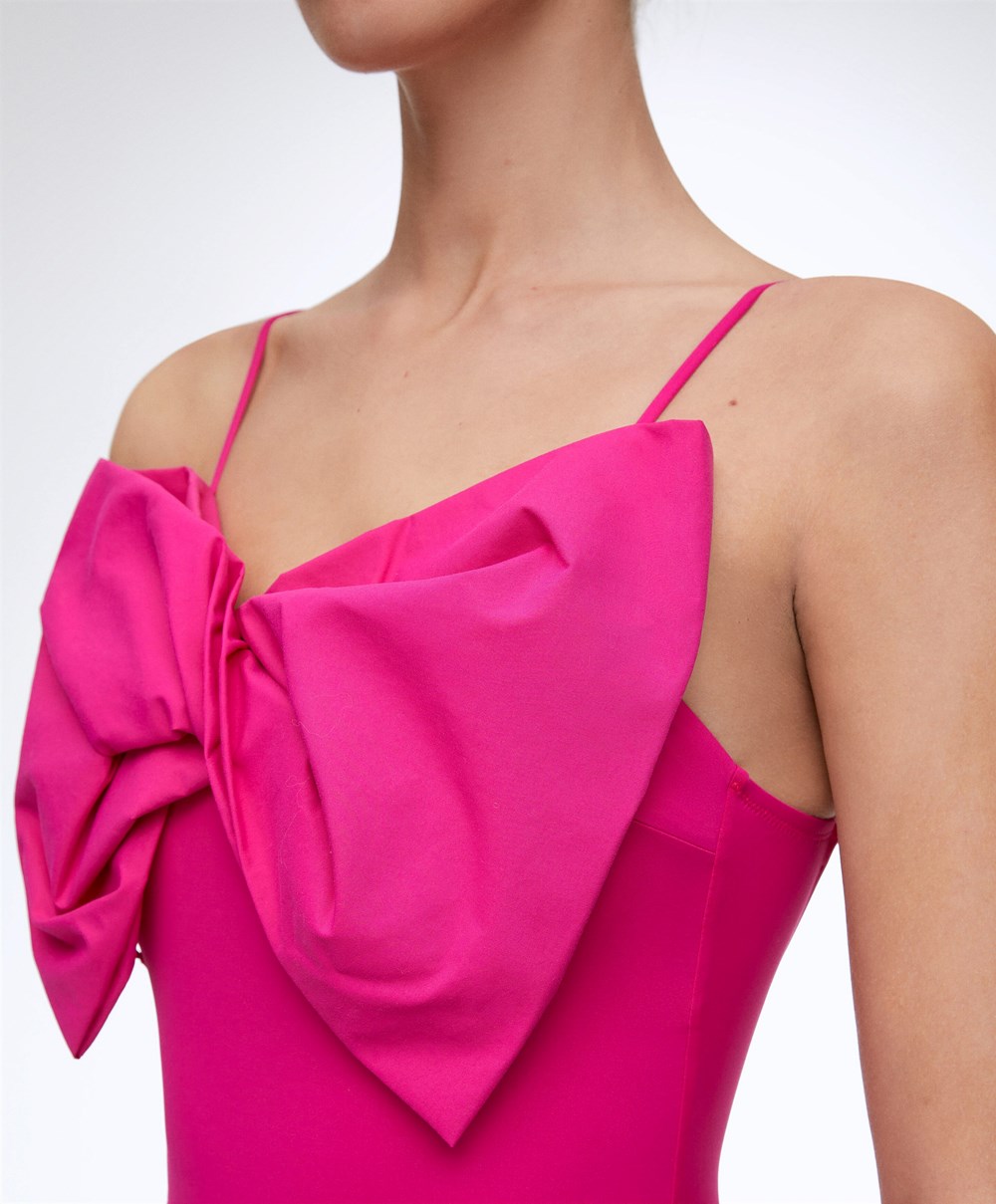 Oysho Bow Swimsuit Fuchsia | WOSC34708