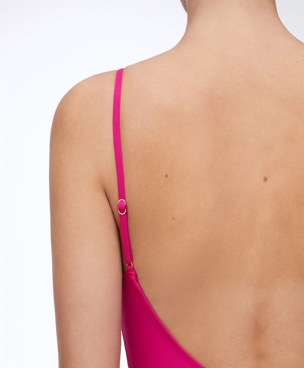 Oysho Bow Swimsuit Fuchsia | WOSC34708